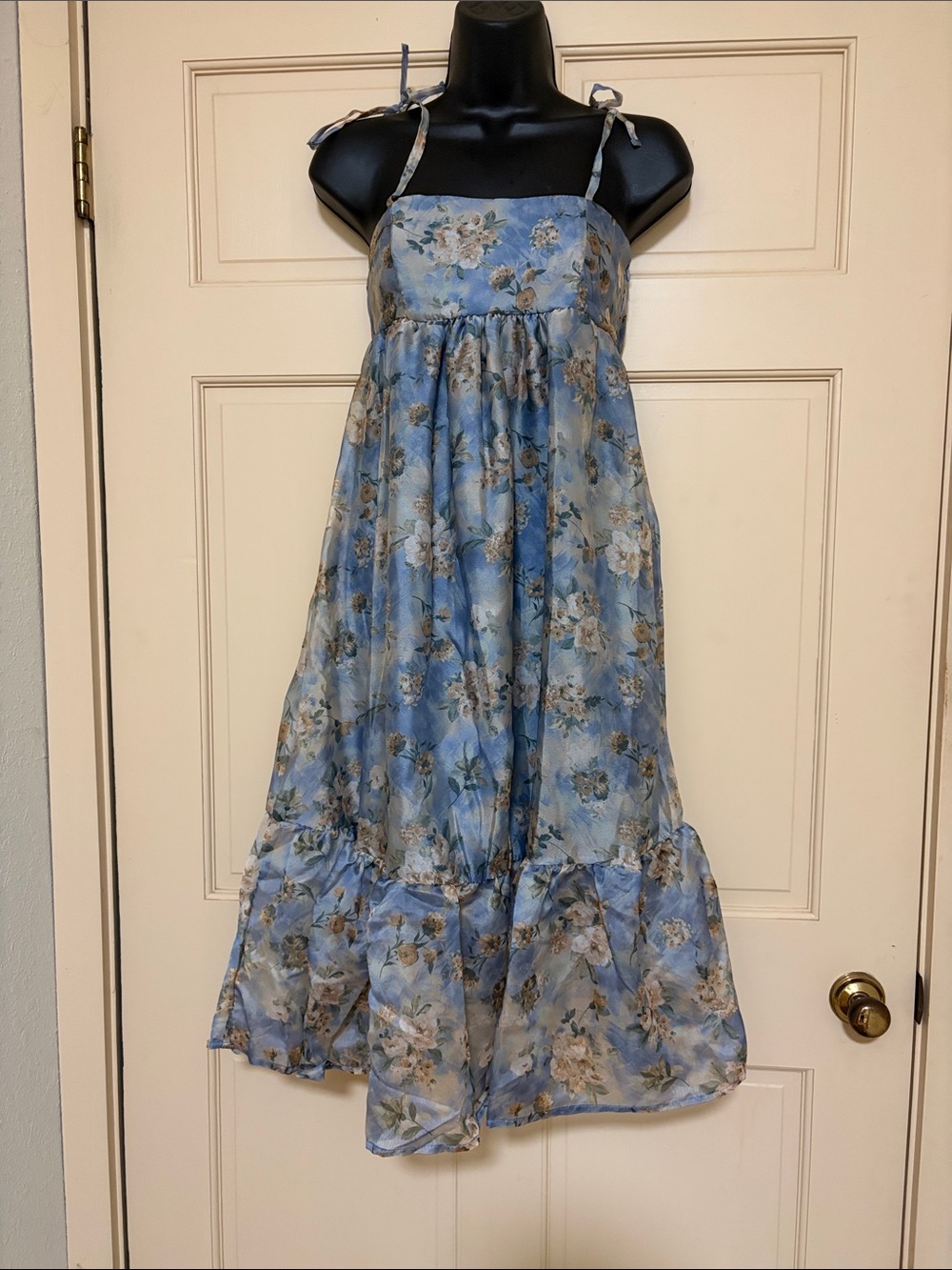 wild fable Blue Floral Tie-Shoulder Maxi Sundress